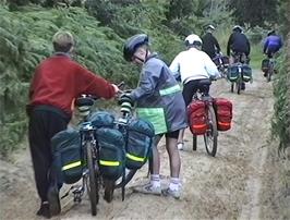 Chris and Eliot struggle on the sandy track from Snape